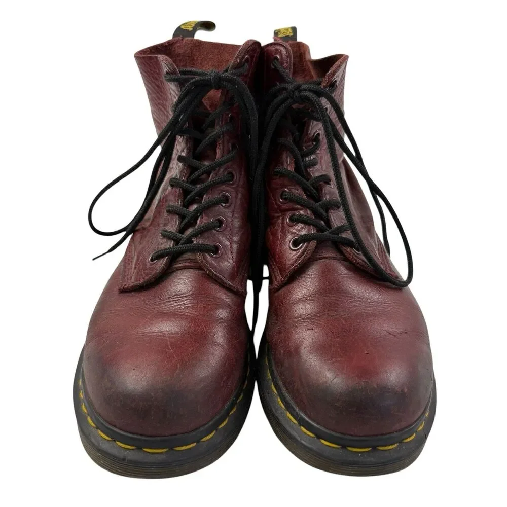 Dr. Martens 1460 Pascal Cherry Red Leather Lace Up Combat Boots Men 8 39